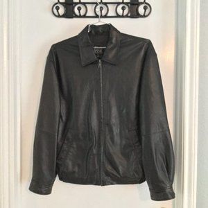 Men's black leather jacket
